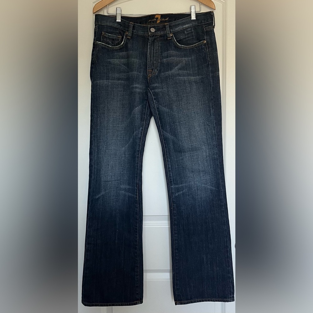 Seven 7 Original A Pocket Bootcut Women’s Blue Jeans Mid Rise Medium Wash 33/32